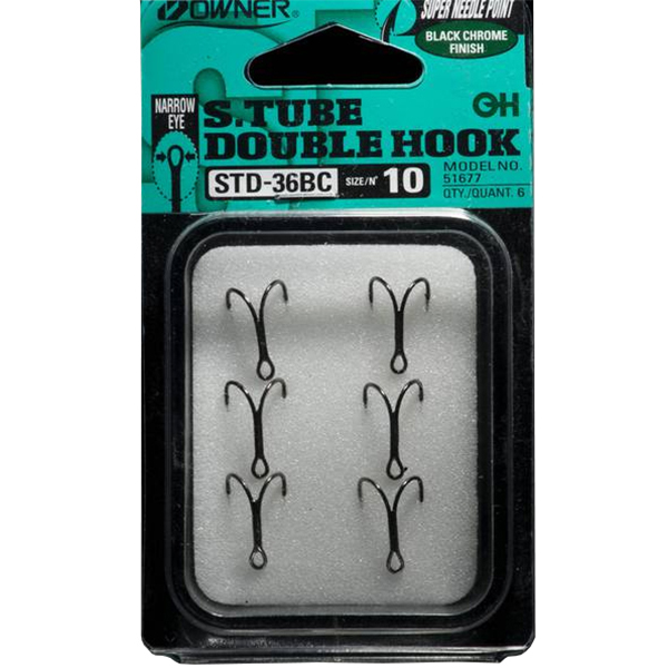 Dvojháčik Owner S.Tube Double Hook, 6ks